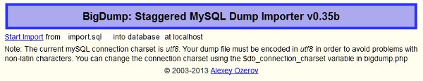 BigDump Start Page